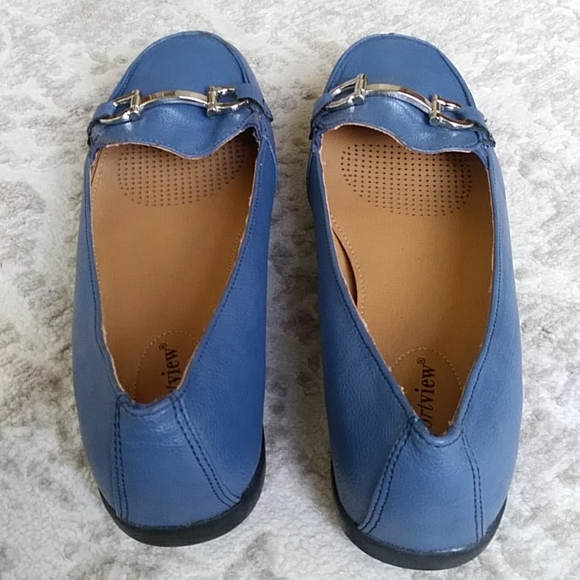 Comfort View Martha Faux Pebble Leather Horsebit Flats Shoes - Picture 12 of 13